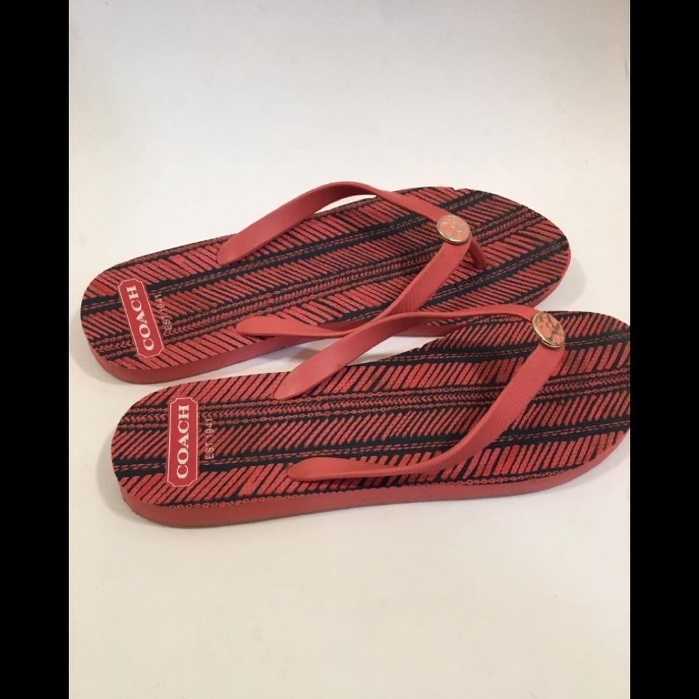 Coach Women's Flip-Flops (Coral) Size 11/12 - Picture 8 of 9